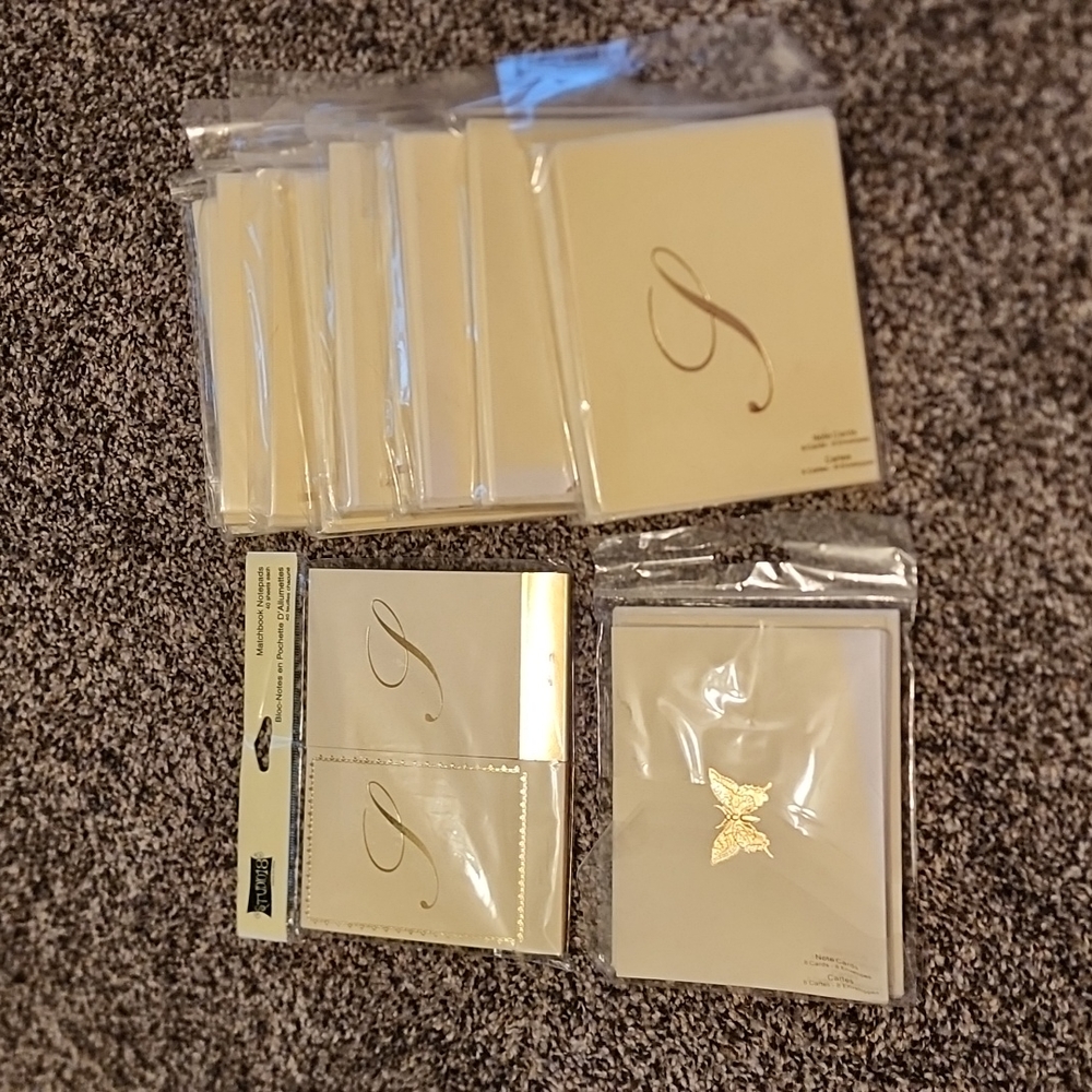 5 sets of monogrammed cards and paper pads